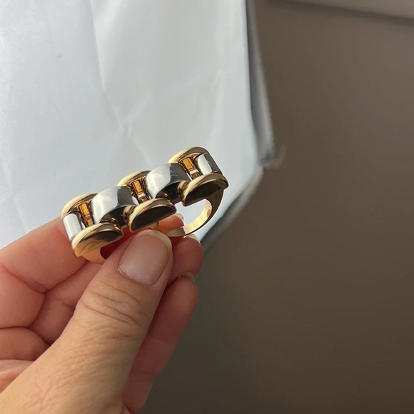 Two Tone Double Ring Size 6/7 silver and gold plated - Picture 10 of 10